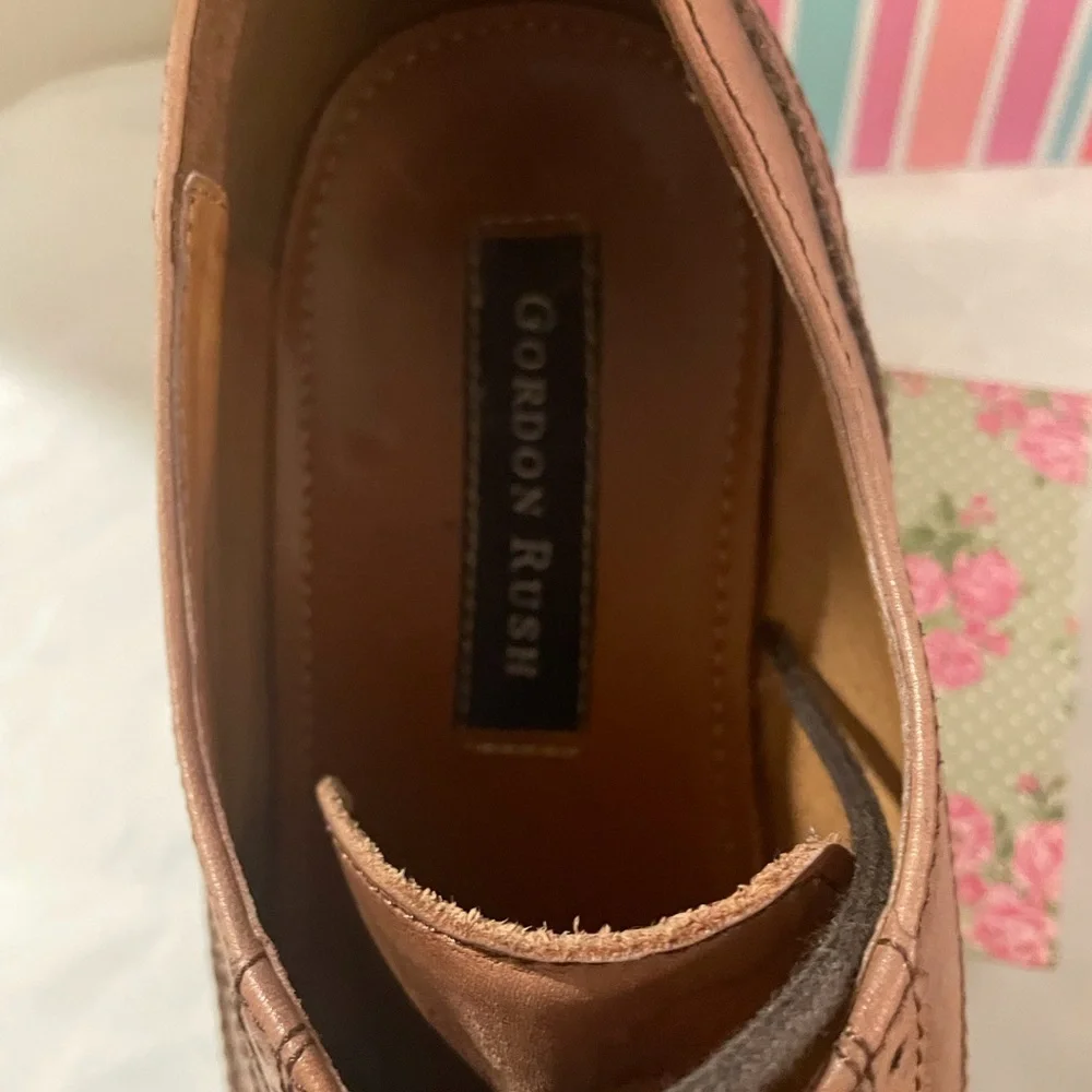 Gordon Rush Tan Brown Wingtip Leather Oxfords